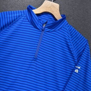 G/Fore Pullover Mens XL Quarter Zip Golf Sweater Blue Striped Performance